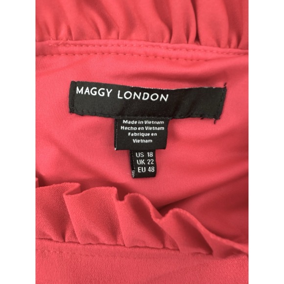 Maggy London Plus Sz 18 Pink Sheath Knee Length Dress Ruffle Sleeves V1001 - Picture 7 of 9